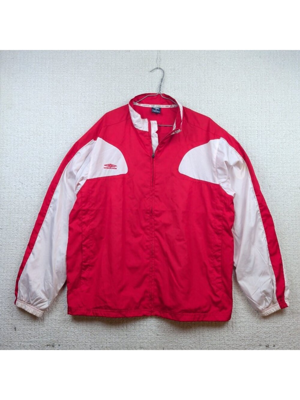 Vintage 90s Umbro Windbreaker Track Jacket Red White Soccer Retro Men Sz XL